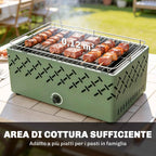 Outsunny Portable Charcoal Barbecue with Built-in Fan for Outdoor Use, Light Green