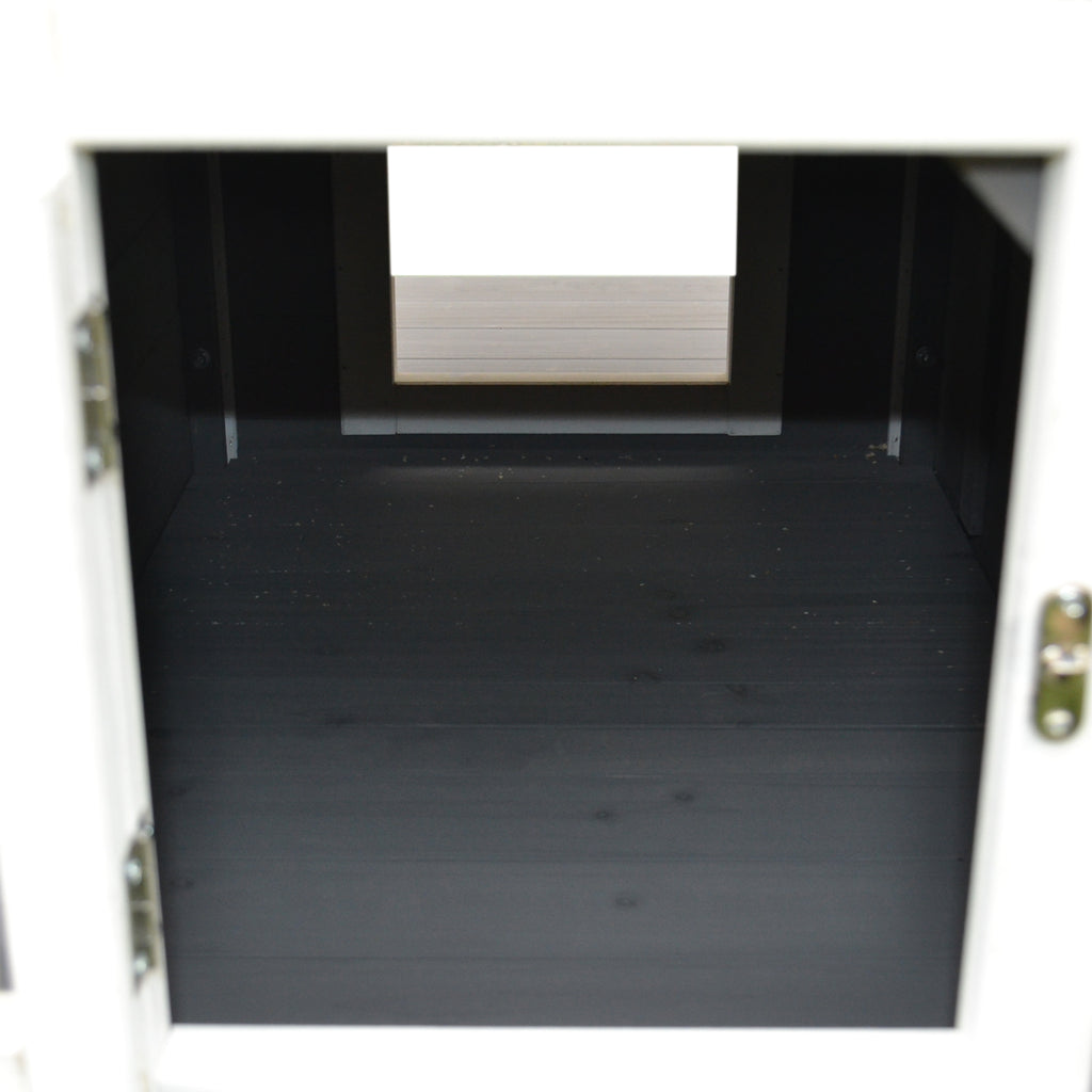 Raised Cat Kennel with Balcony and Waterproof Roof for Garden Wood 115x66.5x74.7cm Gray