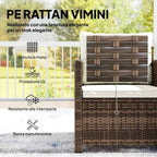 Outsunny 3-Piece PE Rattan and Steel Garden Set with 2 Armchairs with Cushions and Coffee Table, Brown and Cream