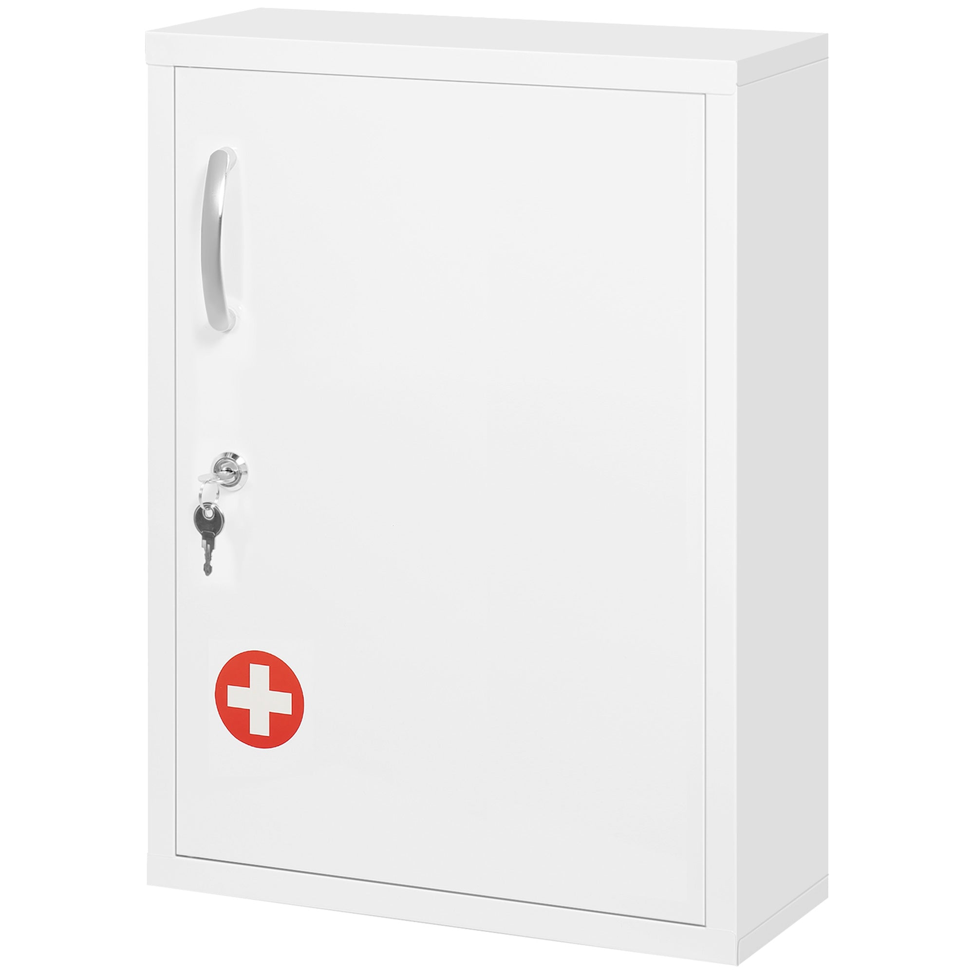 kleankin 3-Tier Medicine Cabinet with Lock and 2 Keys, Steel, 40x15x53.5 cm, White - Borgè
