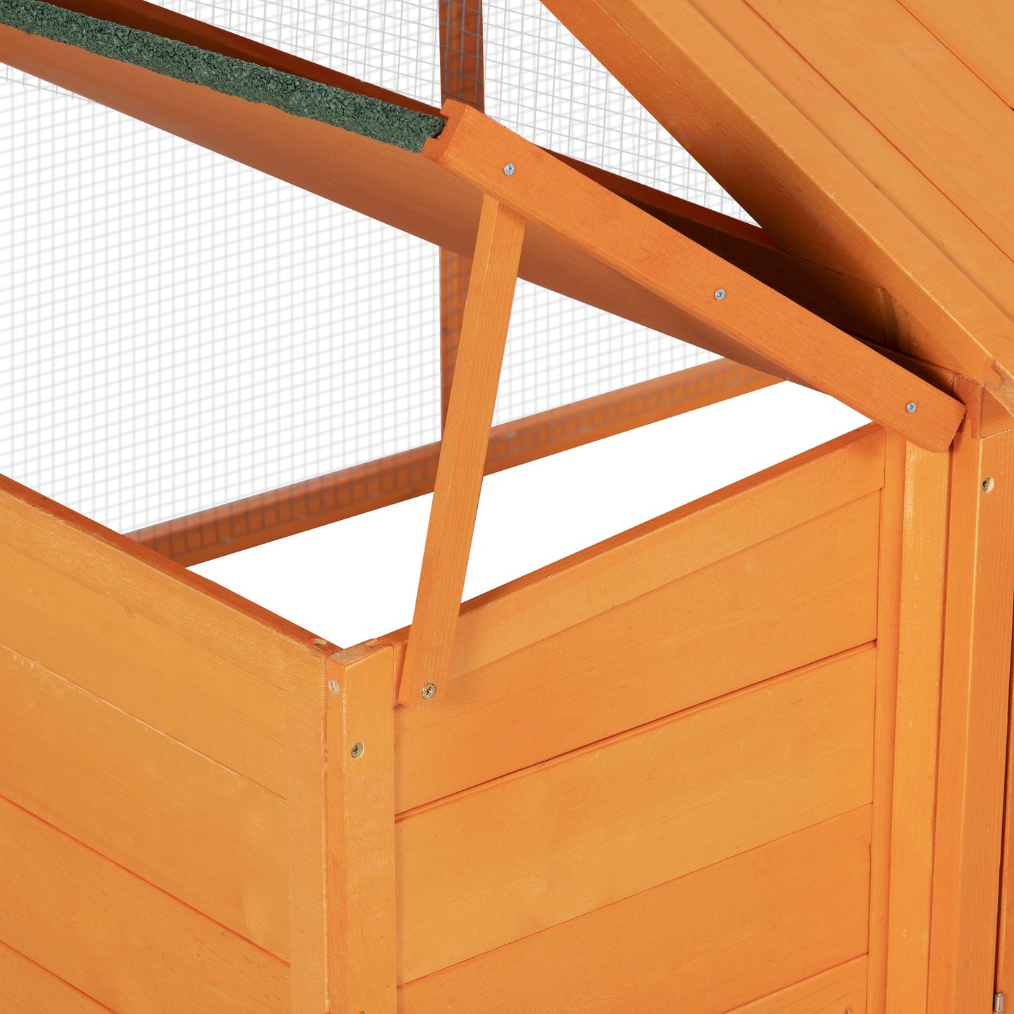 Wooden Chicken Coop for 4-8 Chickens with Wire Mesh and Opening Roof, 240x112. 5x76 cm, Orange