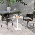 Round Kitchen Table for 2 People with a Modern Design in Steel, Ø60x72 cm, White