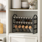 3-Tier Kitchen Spice Rack, Space-Saving Organizer with Slanted Metal Shelves, Black