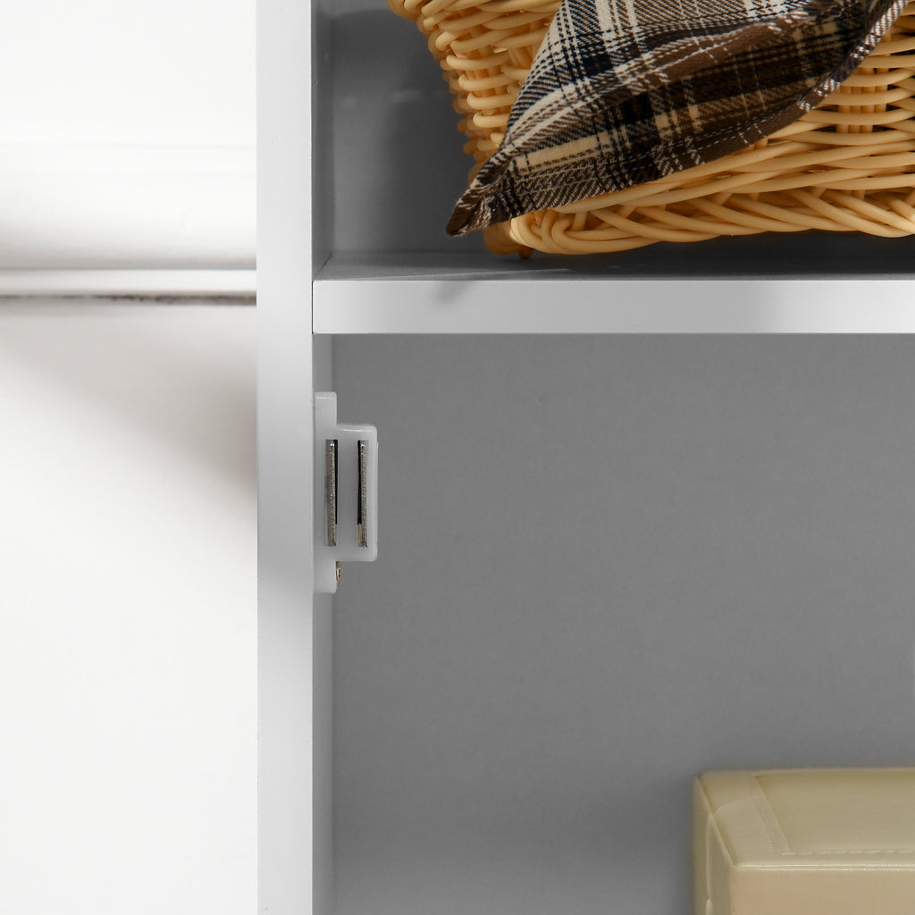 Floor Standing Cabinet and 2-Tier Bathroom Cabinet with MDF Door, White, 40L x 23D x 80H cm