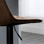 Set of 2 Bar Stools with Adjustable Height and Swivel, Faux Leather Cover, Dark Brown