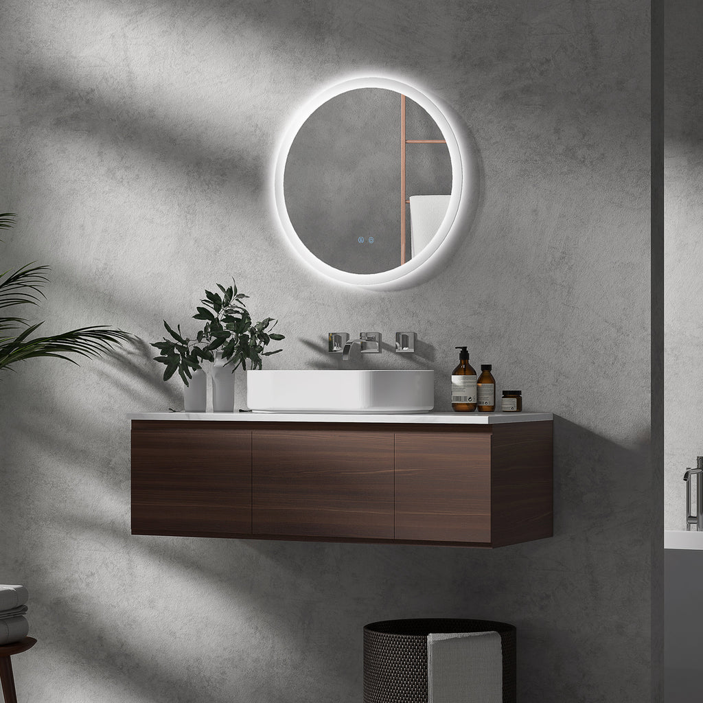 Bathroom Mirror with Adjustable LED Lights, Touch Control and Anti-Fog Design, Ø60 cm