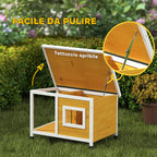 Outdoor Dog Kennel in Fir Wood with Covered Veranda and Tilting Roof, 85.5x62x60 cm, Multicolored