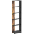HOMCOM Modern Space-Saving 5-Tier Wooden Bookcase, 45 x 21 x 170 cm, Brown and Black