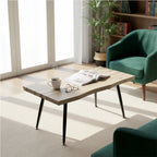 HOMCOM Nordic Style Coffee Table with Adjustable Feet, Wood and Steel, 100x50x45 cm, Black and Oak