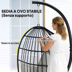 Outsunny Hanging Egg Chair with Hook, Cushion and Headrest, in Steel and Polyester, 75x62x107 cm, Grey