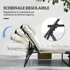 Outsunny Folding and Reclining Garden Lounger with Side Pocket, 68x189x30 cm, Beige
