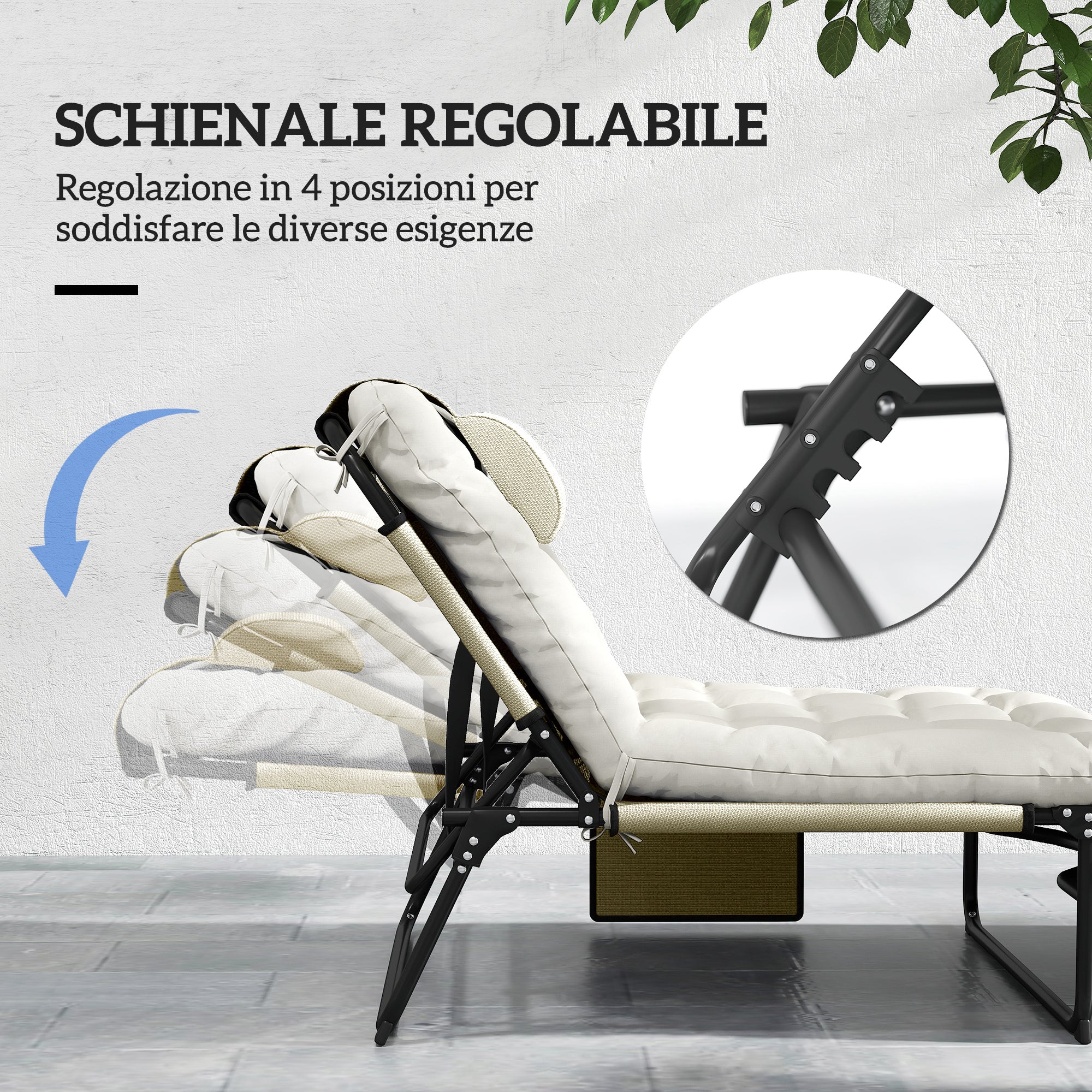 Outsunny Folding and Reclining Garden Lounger with Side Pocket, 68x189x30 cm, Beige