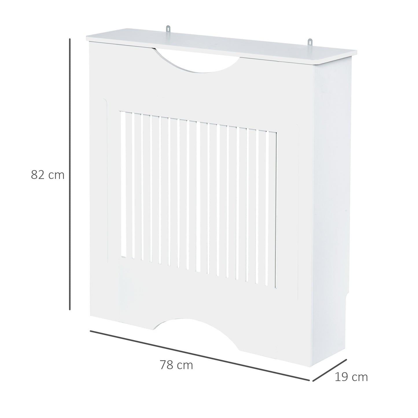 HOMCOM White radiator cover in MDF with support surface and anti-tipping design, 78x19x82 cm