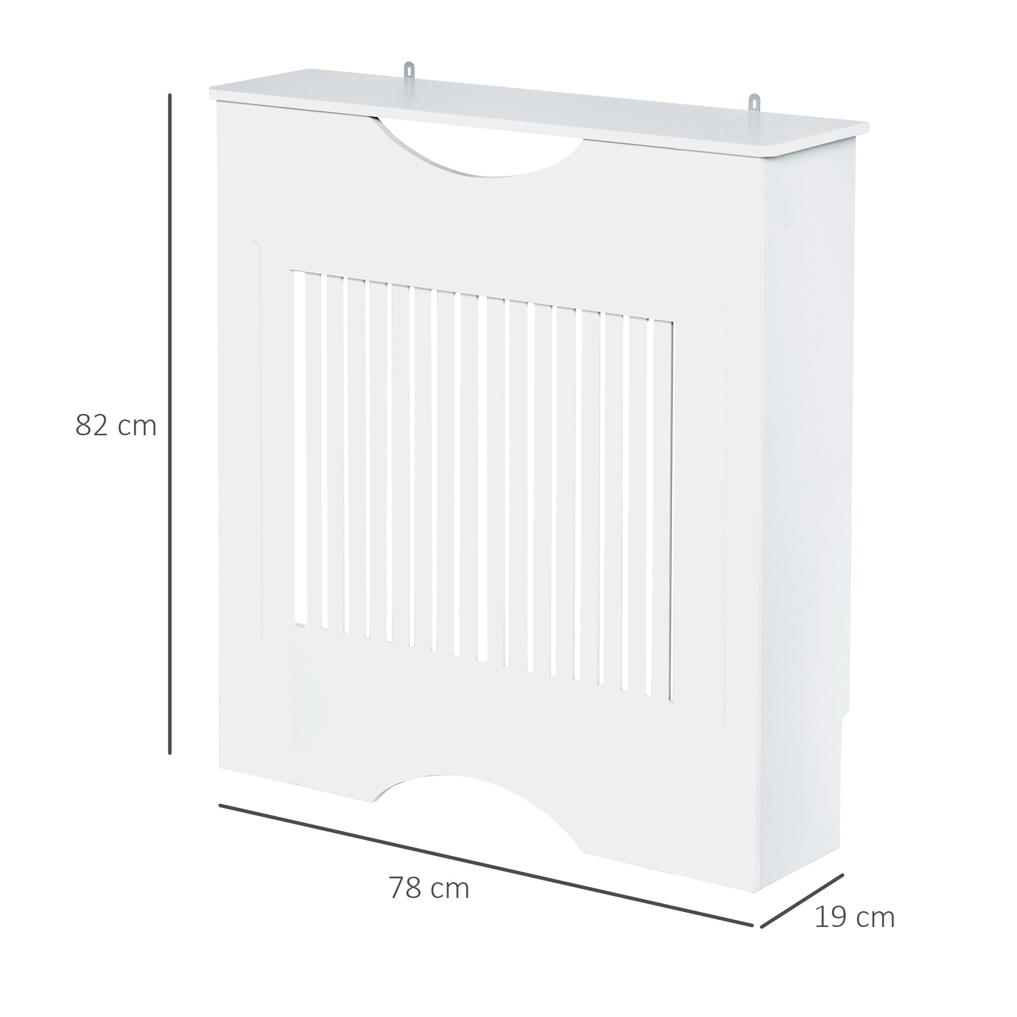 White MDF Radiator Cover with Support Top and Anti-Tip Design, 78x19x82 cm