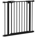 PawHut Self-Closing Dog and Pet Gate for Stairs and Doorways, 68 x 77 cm, Black