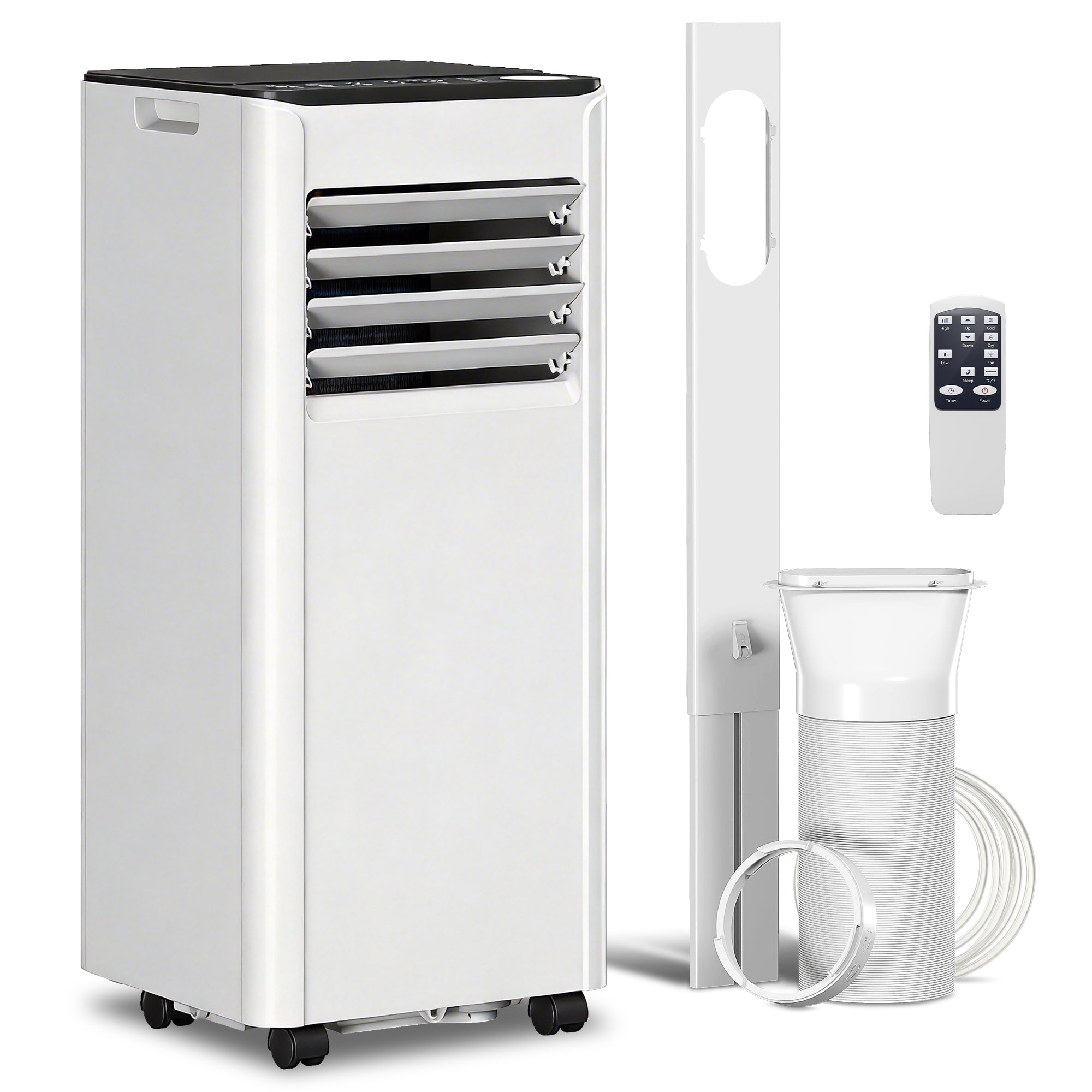 HOMCOM Portable Air Conditioner 7000 BTU: Cooling, Dehumidifier, Fan, Night Mode.