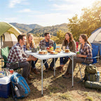 Outsunny Folding Square Camping Table in Metal and HDPE, 86x86x74 cm, White