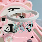 Slide for Children 18-36 Months with Side Basketball Hoop, Plastic, 133x60x70 cm, Pink and Grey