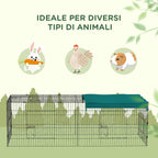 Pawhut for outdoor and interior rabbits with steel roof, 220x85x70cm, green - Borgè