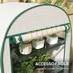 Outsunny Vertical Garden Greenhouse with 4 Metal Shelves and PE Cover, 80x50x160 cm, White