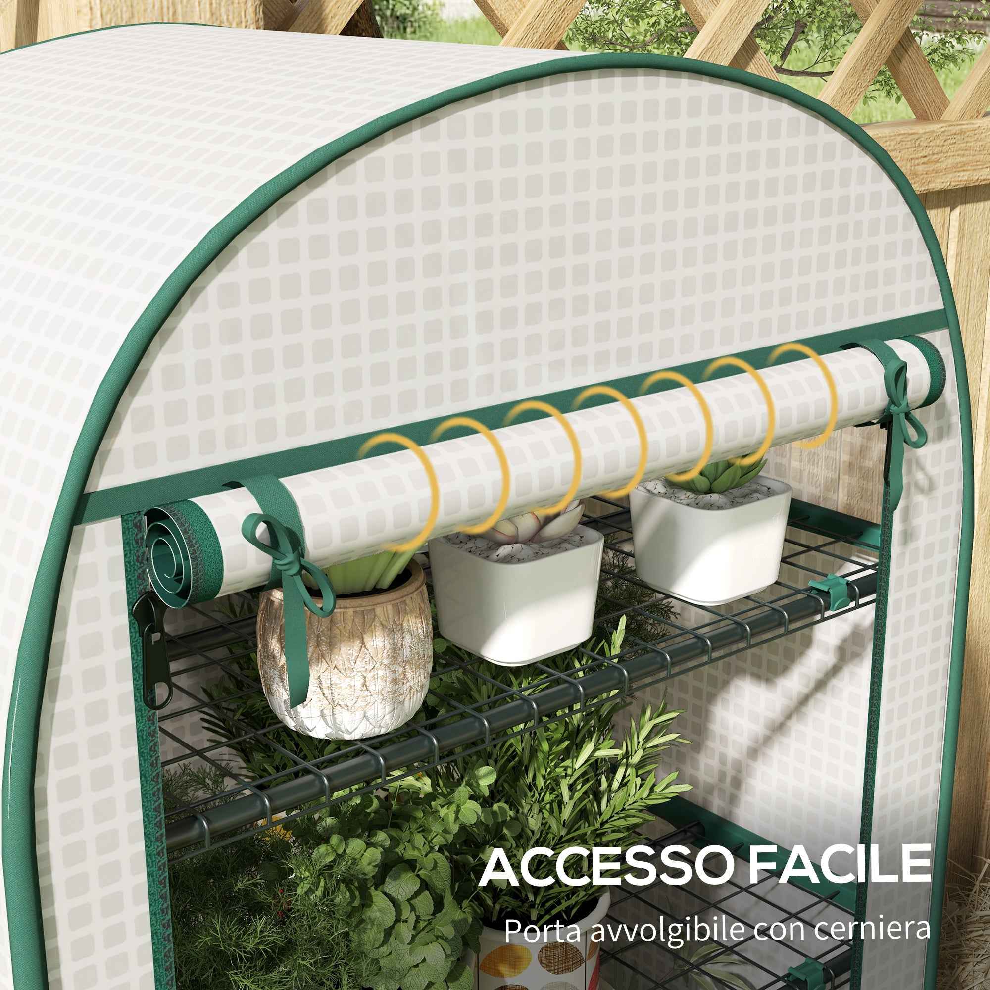 Outsunny Vertical Garden Greenhouse with 4 Metal Shelves and PE Cover, 80x50x160 cm, White