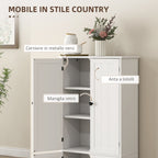 4-Door Kitchen Cabinet with 2 Cupboards and Adjustable Shelf, 58.2x30x123 cm, White