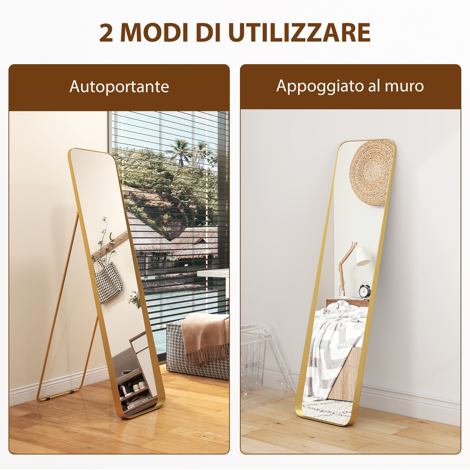 40x160cm Rectangular Full-Length Freestanding Easel Mirror, Gold