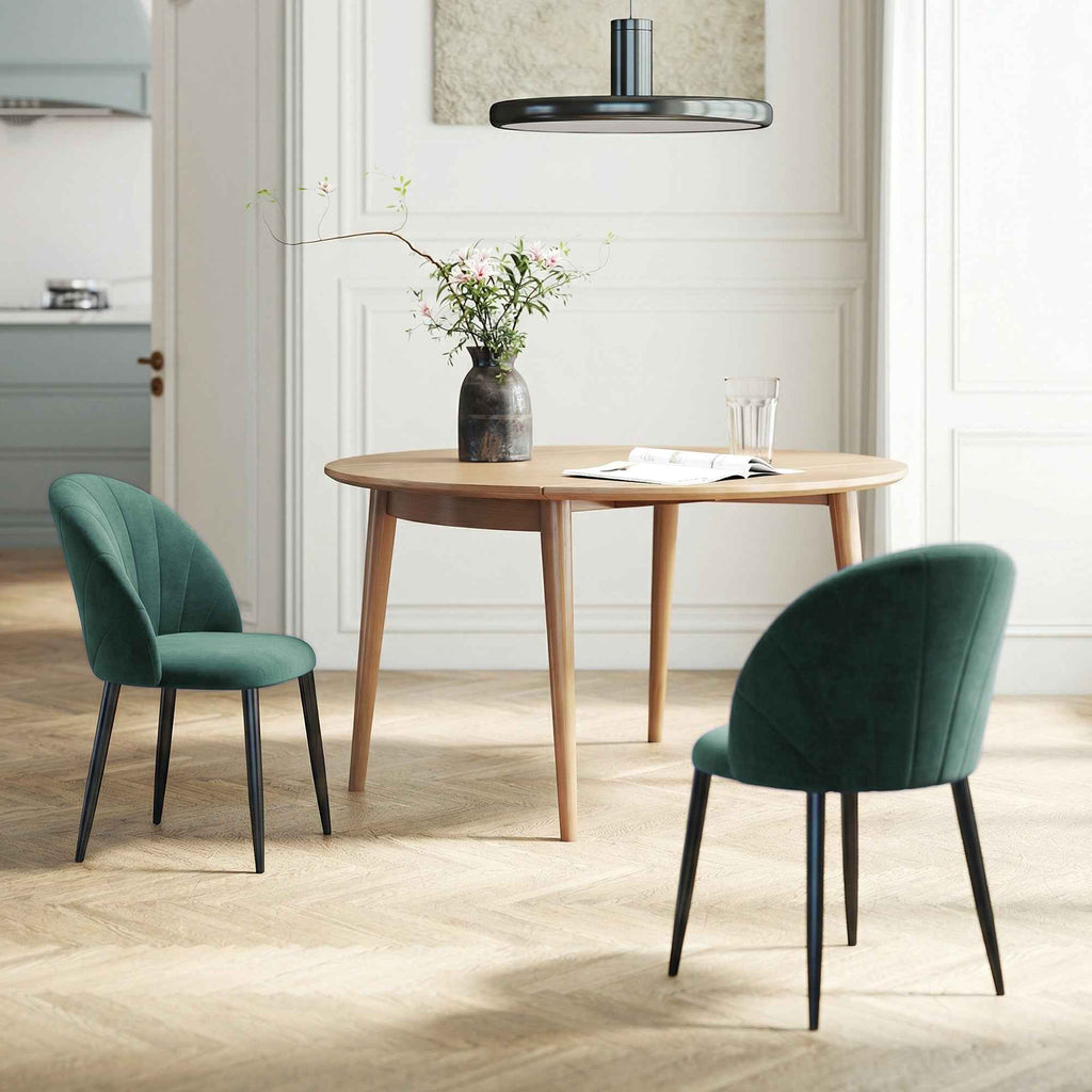 HOMCOM Set of 2 Velvet Shell-Back Dining Chairs, 52 x 55 x 79 cm, Dark Green