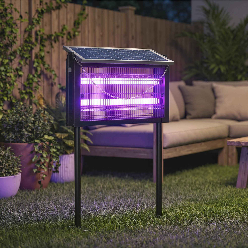 Outsunny Solar-Powered Outdoor Mosquito Lamp with Protective Net, 45x18x90 cm, Black