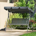 Outsunny 3-Seater Metal Garden Swing with Removable Sun Canopy, 171x108x154 cm, Dark Grey