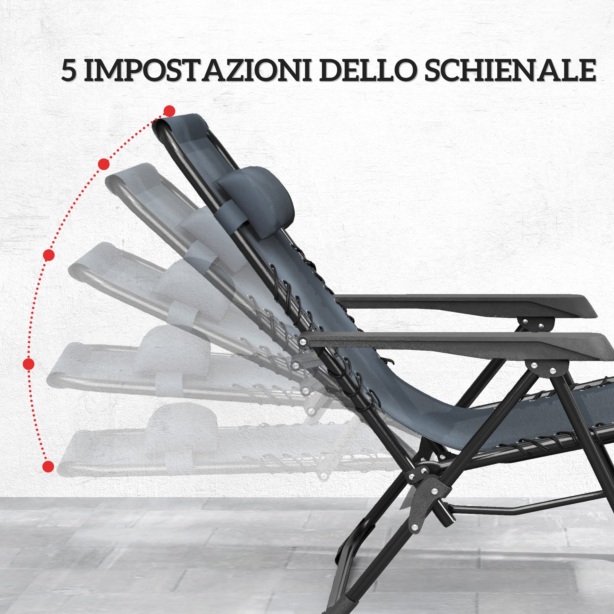 Set of 2 Folding Zero Gravity Deck Chairs with Adjustable Backrest and Table, Gray