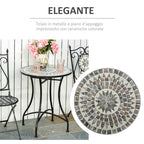 Outsunny Black Metal and Ceramic Garden and Outdoor Coffee Table