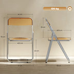 Set of 4 Space-Saving Folding Chairs for Living Room and Events, Steel and Acrylic, Orange