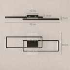 HOMCOM Dimmable LED Ceiling Light 3000-6000K with Remote Control and Switch, 70x30 cm, Black