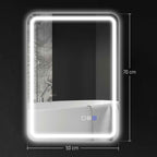 HOMCOM LED Bathroom Mirror with Bluetooth, Adjustable Lighting and Memory Function, Tempered Glass, 70x50x3.5 cm