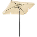 Rectangular and Adjustable Garden Umbrella with Aluminum Pole, 2x1.3x2.5 m, Beige