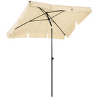 Rectangular and Adjustable Garden Umbrella with Aluminum Pole, 2x1.3x2.5 m, Beige