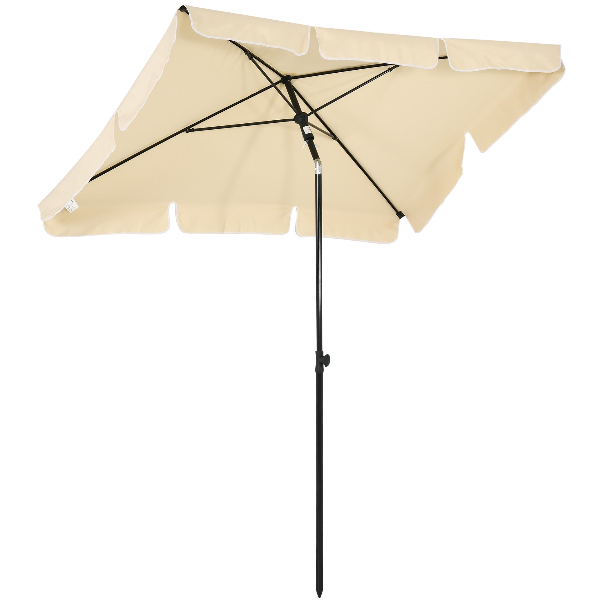 Rectangular and Adjustable Garden Umbrella with Aluminum Pole, 2x1.3x2.5 m, Beige