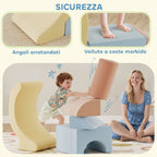 Set of 5 Soft Construction Toys for Children 1.5-8 Years, in Velvet and Sponge Effect Fabric, Multicolored