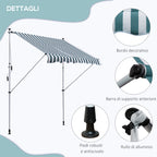 Outsunny 2x1.5m Outdoor Roller Awning with Crank, Adjustable Height and Angle, White and Green