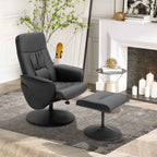 HOMCOM 360° Swivel Metal and Faux Leather Relaxing Chair with Footrest and Adjustable Backrest, Black