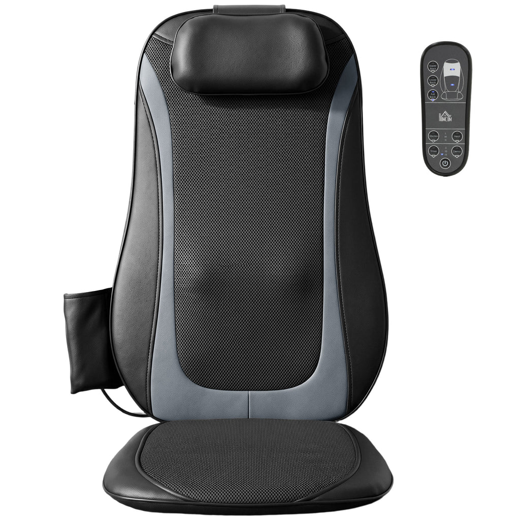 HOMCOM Massage Seat with Heat, Shiatsu and Kneading for Back, Vibration for Hips and Thighs, Black