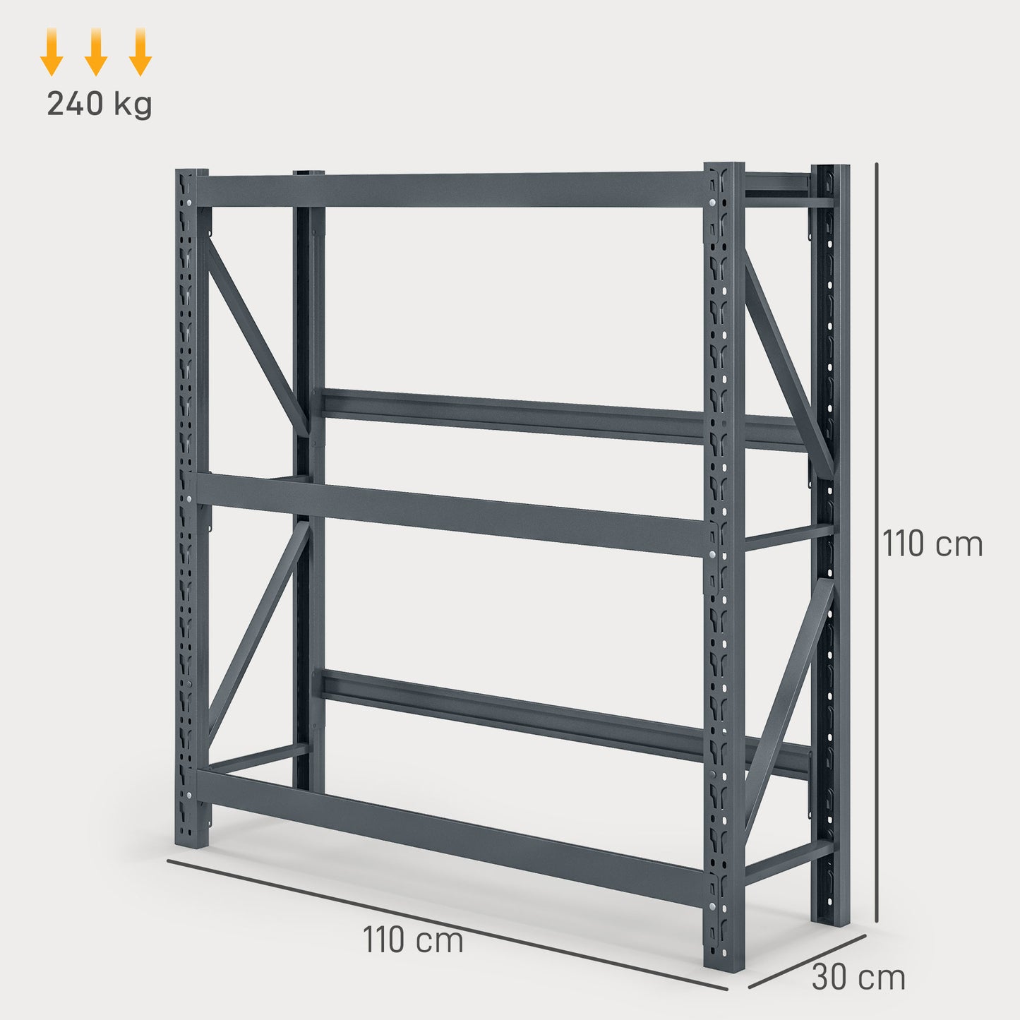 Freestanding 6 Crate Beverage Rack with Adjustable Shelves, 110x30x110cm, Grey