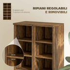 HOMCOM Set of 2 CD Racks with Adjustable Shelves for 204 CDs, Wooden, 21x22.5x88.5 cm, Rustic Brown