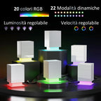 Modern Bedside Table with Adjustable LED Light with Remote Control and 3 Drawers, 40x35x60 cm, Glossy White