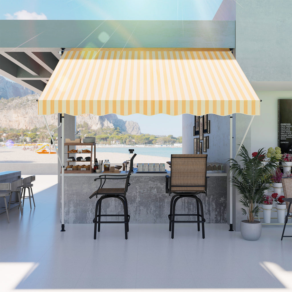 Outsunny 3x1.5m Arm Awning with Crank and Telescopic Structure, Orange and White