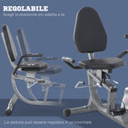Recumbent Exercise Bike with Adjustable Seat, 8 Resistance Levels and LCD Monitor, 121.5-136x62.5x98cm, Grey