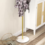 Freestanding Coat Rack with 8 Hooks, Marble and Steel Base, Ø32x164cm, Gold