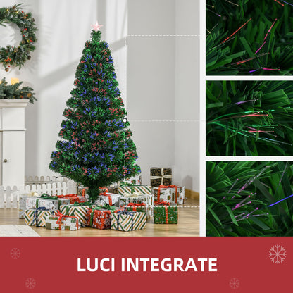 CHRISTMAS TREE - Artificial Christmas Tree 150cm with Optical Fibers and LED Lights, Luminous Christmas Tree with 180 Branches, Green