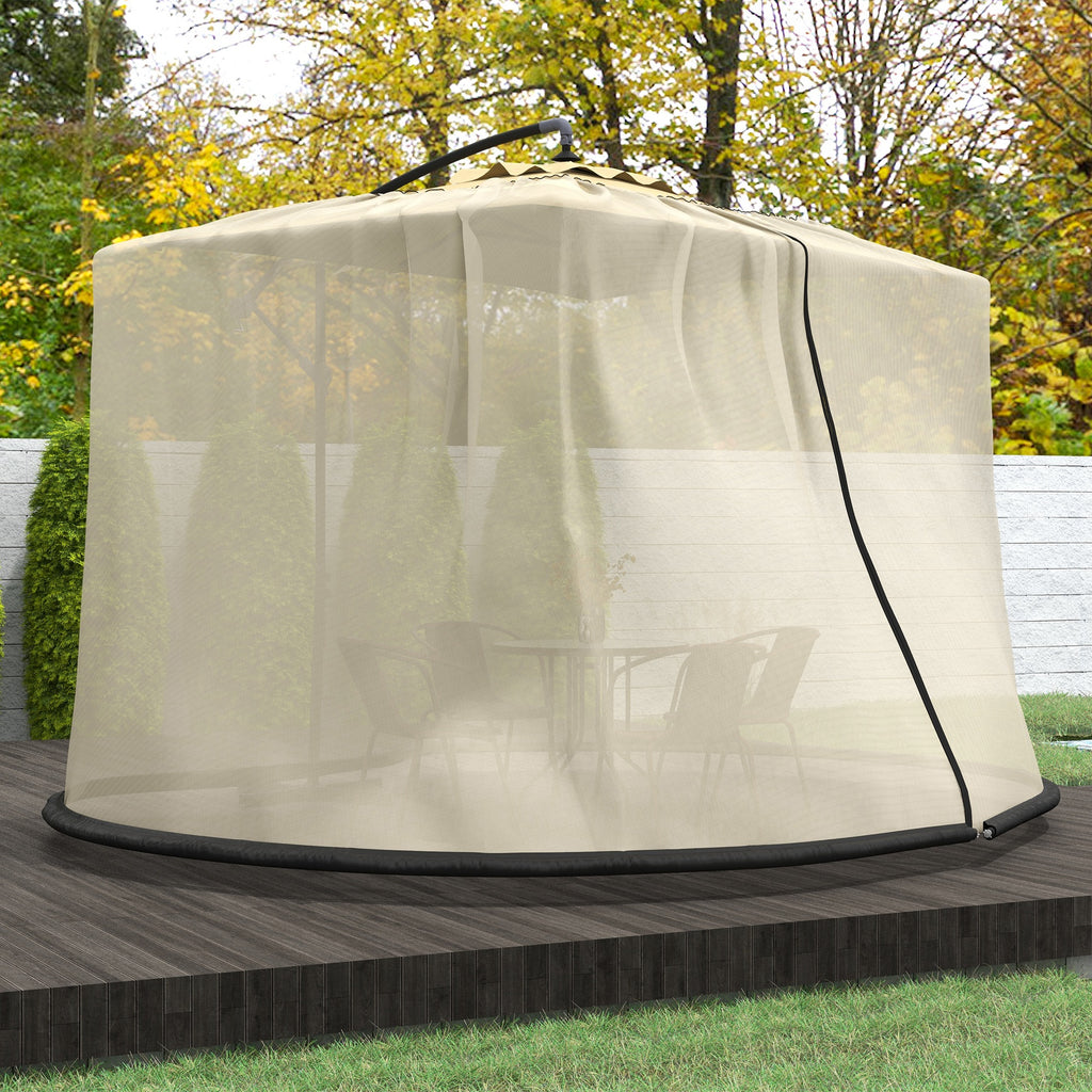 Mosquito Net for Umbrella 3x2.3 m Adjustable Dense Mesh with Zipper Opening, Beige